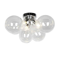 Dainolite Comet 3 Light Flush Mount Polished Chrome Clear Glass Lamp