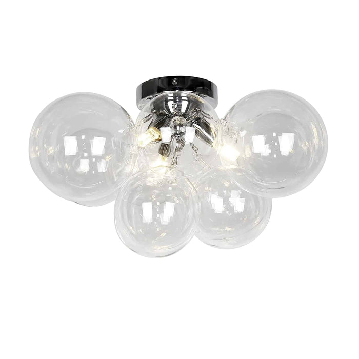 Dainolite Comet 3 Light Flush Mount Polished Chrome Clear Glass Lamp