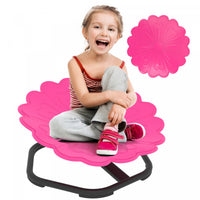 Qaba Kids Swivel Chair, Flower-Shaped Sensory Spinning Chair for Training Body Coordination, Non-Slip Sit and Spin Wobble Stool for Kids Aged 3-6, Pink