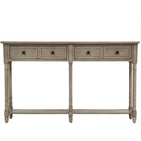 Phyllis Solid Wood Console Table With Drawers And Bottom Shelf - Grey 