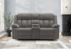 2-Seater Power Reclining Upholstered Love Seat, 63\" Wide, Light Grey Fabric, Transitional Recliner