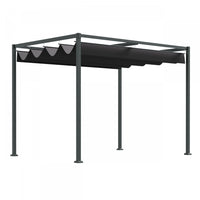 Outsunny 10' X7' Patio Pergola With Retractable Canopy, Outdoor Sun Shelter, Yard Shade, Black