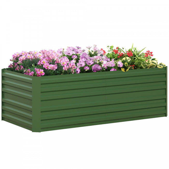 Outsunny Raised Garden Bed, 71\" X 35\" X 23\" Galvanized Steel Planters For Outdoor Plants With Multi-reinforced Rods For Vegetables, Flowers And Herbs, Green