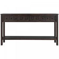 Michael Solid Wood Console Table For Entryway With Storage Drawers And Bottom Shelf - Brown 