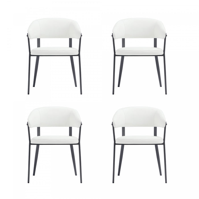 Belle Modern Metal Upholstered Dining Chair in White - Set of 4