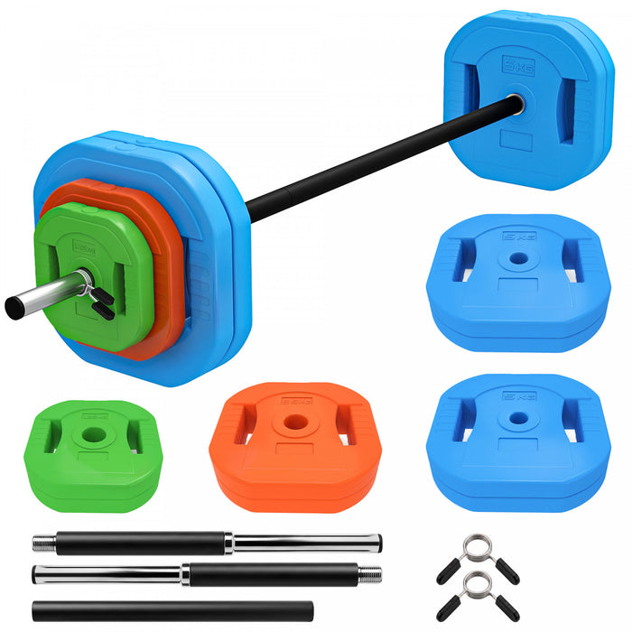 Soozier 66lbs Adjustable Barbell Weight Set, Barbell Bar, Multicolour
