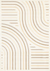 Forte Cream Beige Brown Curvy Lines Area Rug - 5'3