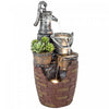 Outsunny Outdoor Fountain with 4-Tier Jugs, Garden Fountain with LED Lights