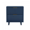Elara Contemporary 18" Solid Wood Nightstand in Midnight Blue (2-Drawer) | Table de nuit contemporaine Elara 18" en bois massif bleu minuit (2 tiroirs)