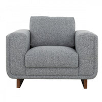 Caden 43 in. Fabric Accent Chair with Block Arms and Wood Legs - Grey 