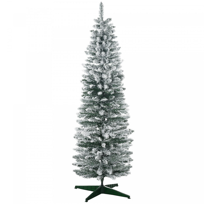 Homcom Pencil Artificial Christmas Tree With Snow-flocked Branches