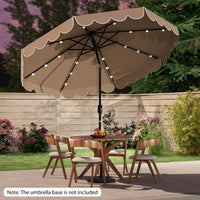 Costway 10 FT Solar Patio Umbrella with 24 LED Lights 8 Ribs & Tilt Adjustment Coffee
