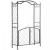 Outsunny 7ft Metal Garden Arch With Gate Climbing Planter Frame Backyard Decor For Vines Morning Glory Black