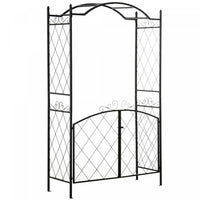 Outsunny 7ft Metal Garden Arch With Gate Climbing Planter Frame Backyard Decor For Vines Morning Glo