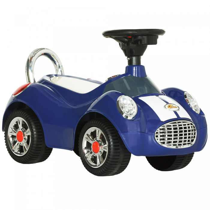 Qaba Baby Car, Push Car With Music, Horn, Light, Foot To Floor Sliding Ride On Car For Toddlers, Dark Blue