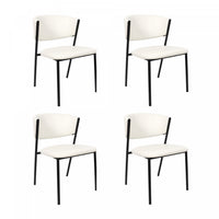 Drift Contemporary Modern Vegan Leather Metal Side Chair in Ivory - Set of 4