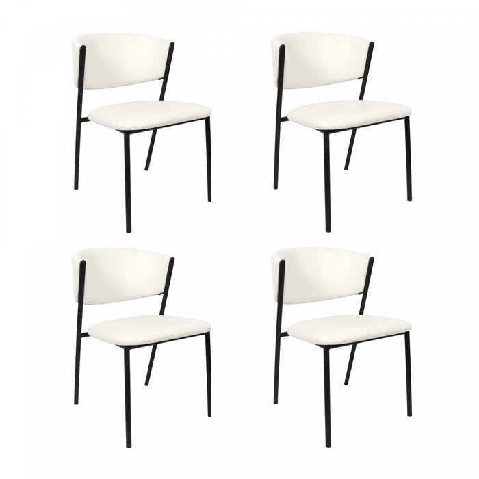 Drift Contemporary Modern Vegan Leather Metal Side Chair in Ivory - Set of 4