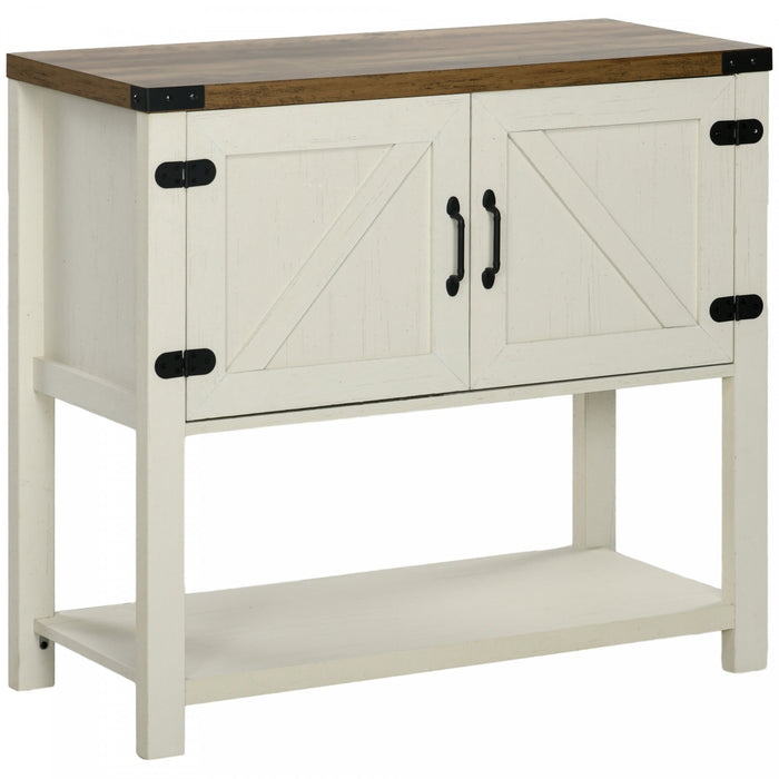 HOMCOM Kitchen Sideboard with Storage Cabinet, Bottom Shelf, White