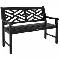 Outsunny Wooden Garden Bench W/ Slatted Seat & Back, Black
