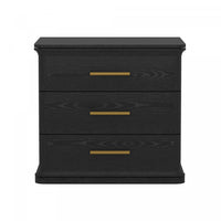 Clifford Traditional Nightstand in Black (3-Drawer) 