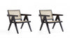 Hamlet Industry Chic Cane Back Wood Accent Armchair in Black and Natural - Set of 2