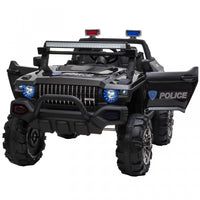 Aosom Kids Ride-on Car 12v Rc 2-seater Police Truck Electric Car For Kids With Full Led Lights, Mp3,