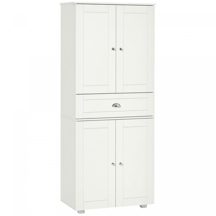 HOMCOM 72\" Kitchen Pantry with Drawer, 4 Doors and 3 Adjustable Shelves