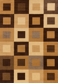 Florence Brown Beige Layered Squares Rug, 5'3