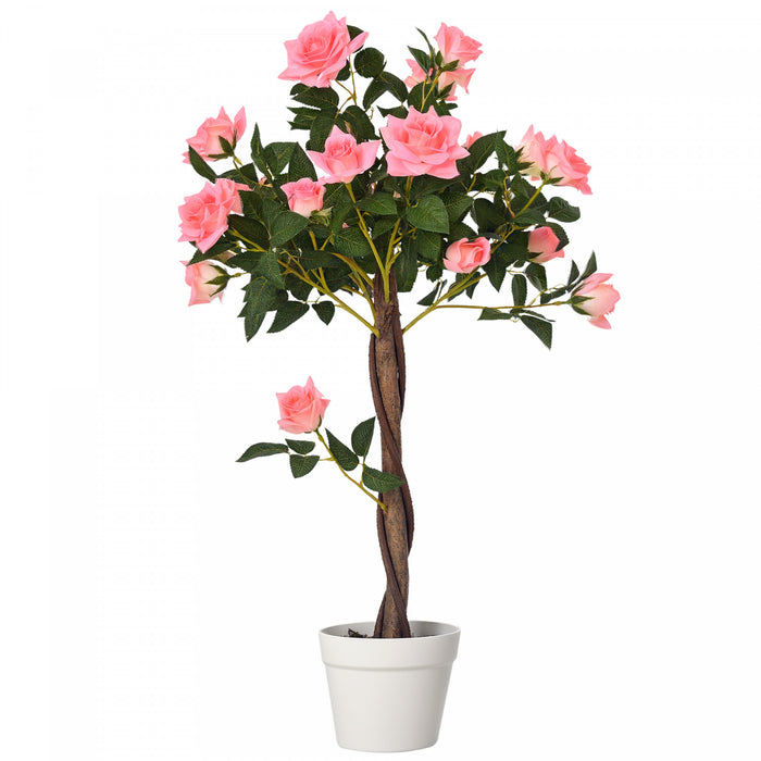 Outsunny Decorative Artificial Rose Tree with Realistic Flowers, Pink