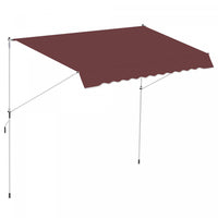 Outsunny 10x5ft Manual Retractable Awning, Patio Sun Shade Canopy Shelter With 5.6-9.2ft Support Pol