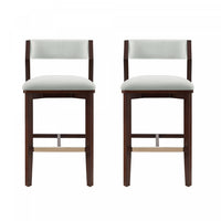Patricia Modern Wood Upholstered Barstool in White Glacier - Set of 2 
