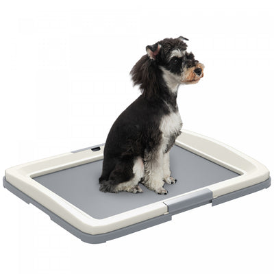 PawHut Pee Pad Holder, Dog Potty Tray for Indoor Outdoor, 25" x 19" Easy to Clean Dog Training Toilet Pee Pad Tray, Grey