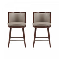 Evalyn Modern Wood Upholstered Counter Stool in Taupe - Set of 2 