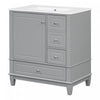 Emma 30\" Solid Wood Bathroom Vanity with Ceramic Sink and Soft-Close Door, Grey