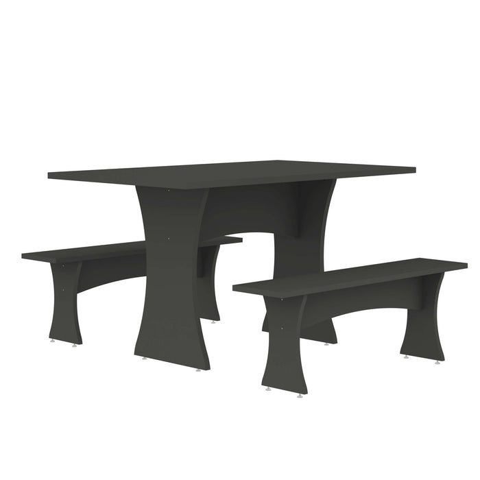 Coney Mid-Century Modern 3-Piece Dining Set in Charcoal Gray