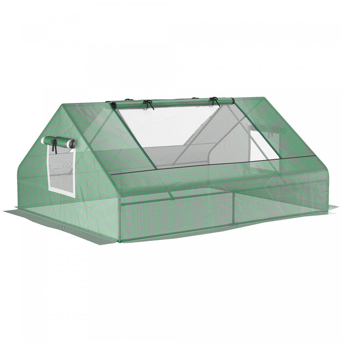 Outsunny 71\" X 55\" X 32\" Mini Greenhouse Portable Hot House For Plants With 2 Large Windows And Ground Nails For Outdoor, Indoor, Garden, Gardening Kit, Green