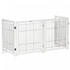 Pawhut Wooden Dog Gate Foldable Pet Fence For Small & Medium Dogs 4 Panel With Support Feet Freestanding Safety Barrier For House Doorway Stairs White