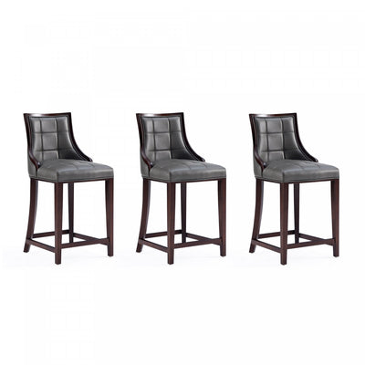 Fifth Avenue Traditional Wood Upholstered Counter Stool in Graphite - Set of 3 | Tabouret de comptoir traditionnel en bois Fifth Avenue avec assise rembourree, graphite - Lot de 3