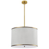 Dainolite Prudy 4 Light Pendant Aged Brass White Pleated Shade Lamp|Luminaire suspendu Prudy de Dainolite avec abat-jour plissé blanc, fini laiton vieilli et 4 ampoules