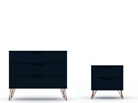 Rockefeller Mid-Century Modern 2-Piece Dresser Set in Midnight Blue 
