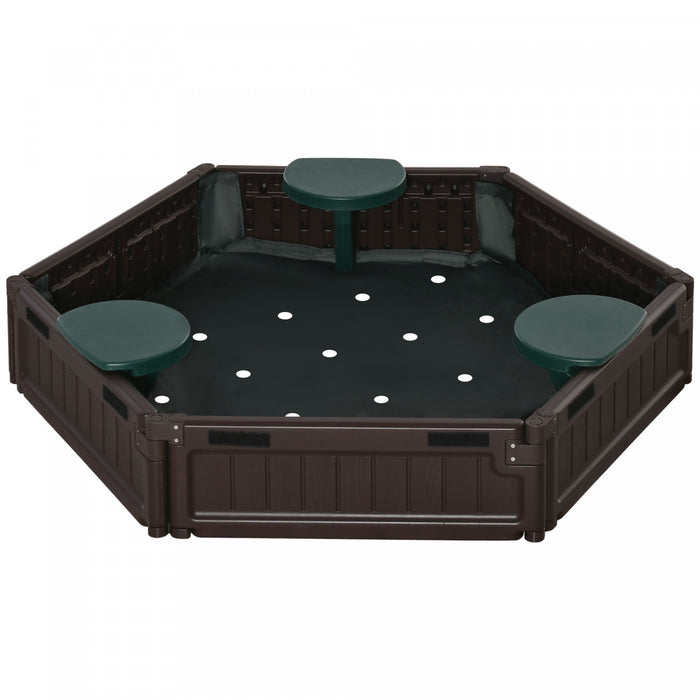 Kids Outdoor Sandbox, With Waterproof Oxford Canopy, Bottom Fabric Liner, Children Playset For 3-12 Years Old, Backyard, Brown