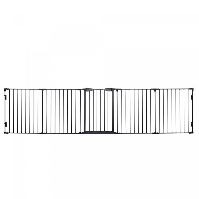 Pawhut Dog Playpen Indoor, Foldable Pet Fence Puppy Pen For Small Medium Dogs With Door, 5 Panels, 29 Inch Tall, For Stairway, Doorway, Hallway, Black