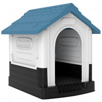 PawHut Outdoor Dog House, Plastic Dog Kennel, Water-Resistant Pet Shelter with Windows, Base Support for Garden Patio, Miniature Dogs, 64.5 x 57 x 66cm - Blue