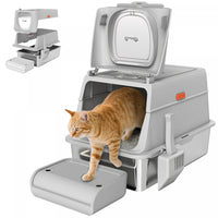 PawHut XL Stainless Steel Litter Box with Lid, Extra Large Enclosed Cat Litter Box for Big Cats with Flip Cover, Scoop, Pedal, Deodorizer, Leak-Proof, Odor-Resistant, Easy Cleaning