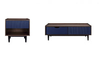 Duane Mid-Century Modern 2-Piece Coffee Table & End Table Set in Navy Blue 