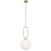 Dainolite Simone 1 Light Pendant Aged Brass White Opal Glass Lamp|Luminaire suspendu Simone de Dainolite en verre blanc opale, avec laiton vieilli et 1 ampoule