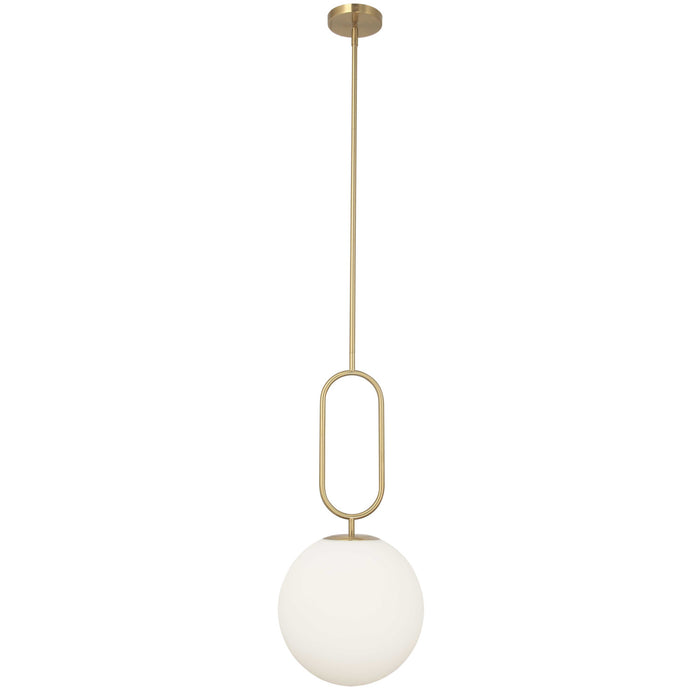 Dainolite Simone 1 Light Pendant Aged Brass White Opal Glass Lamp