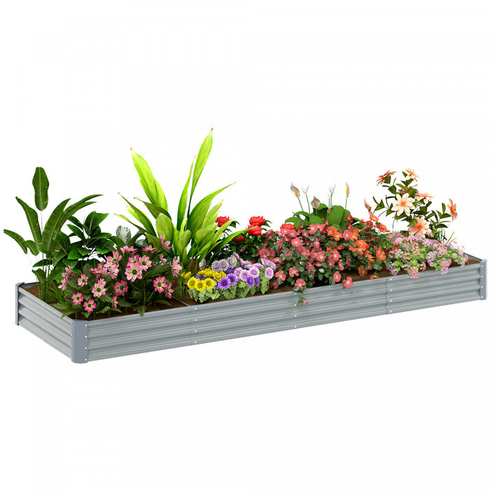 Outsunny 12x4x1ft Galvanized Raised Garden Bed, Open Bottom, Silver