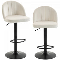 HOMCOM Bar Stools Set of 2, Swivel Counter Height Barstools, Cream White