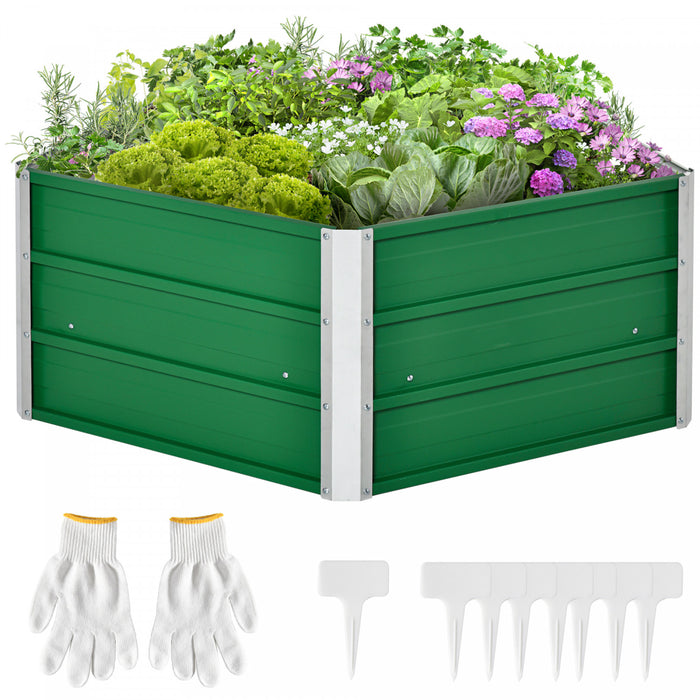 Outsunny Pentagon Galvanized Raised Garden Bed, Elevated Large Metal Planter Box W/ Install Gloves For Backyard, Patio To Grow Vegetables, Herbs, And Flowers, Green